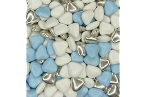1kg Dragées Chocolat Coeur Blanc Bleu Argent - Dragées Delorme - 800 Dragées Coeur Mariage Baptême Communion Qualité France