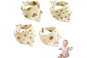 AOEVUIR Pack of 4 Baby Bibs Muslin Triangular Scarf Neckerchief Burp Cloths Muslin Muslin Cloths for Teething and Drooling