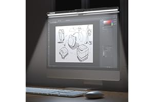 GlobaLink Lampara Monitor Ordenador 52cm, Lampara Escritorio LED,Lampara Lectura Luz Monitor PC con Botones Táctiles,Alimento USB,Atenuación Automática,Luz Ajustable Amigable en Cuidar Ojos para iMac