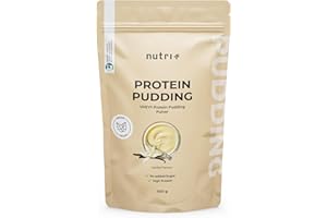 Nutri + High Protein Pudding Vegan Vanille 400 g - Pouding avec 78% de protéines - seulement 107 calories - Dessert pauvre en sucre, graisses et calories - Sans lactose + gluten