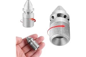 NIIYEN Buse de jetter d'égout, Buse de nettoyage de tuyau en acier inoxydable 3/8 ", Accessoires de machine de nettoyage haute pression, Buse de jetter de vidange de tuyau de nettoyage d'égout sous pression