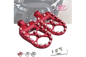 StarknightMT CNC Wide Fat Footpegs 360° Roating MX Foot Pegs Chopper Bobber Style Compatible with Dyna Fatboy Sportster Iron 883 (Red)