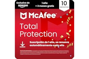 McAfee Total Protection para 10 dispositivos 2025, 15 meses | Antivirus, VPN, software de seguridad, gestor de contraseñas | Suscripción con renovación automática | Descargar