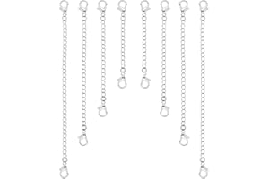 KINBOM 8pcs Extension for Necklace, 4 Size Jewelry Extenders Necklace Chain Extender Extension Chain for Jewelry Making Necklace Bracelet Anklet (Silver)