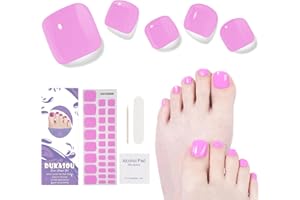 DUKASOU Tiras de gel semicurado para pies, 32 pegatinas para esmalte de pies, pegatinas de uñas de gel, de esmalte de uñas de larga duración para mujeres y niñas (Mermelada de ciruela)