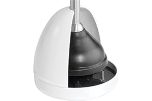 iDesign Una Toilet Plunger Holder/Stand, Plunger Container for Bathroom, Made of Plastic, White