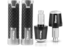 LARIAU TMAX T MAX 500 Moto CNC T-MAX Accessori Manubrio Manopole End Per YAMAHA TMAX500 2001 2002 2003 2004 2005 2006 2007 Manubrio (Color : Silver black)