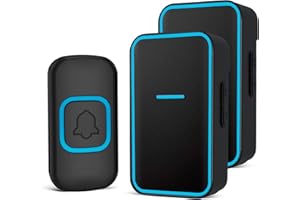 timbre inalámbrico exterior impermeable, AIPOTEC Timbre Inalámbrico Kit con 2 Receptor y 1 Transmisor, 300m de Alcance, 38 Melodías, 5 Volumen