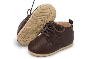 Sonsage Infant Baby Boys Girls Classic PU Leather Wedding Loafers Brogue Toddler Oxford Dress Shoes First Steps Walking Flat Lazy Crib Shoe