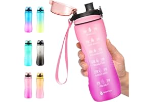 Binudum Borraccia Motivazionale con Indicatore del Tempo Sportiva Borraccia in Tritan BPA Free a Prova di Perdite per Adolescenti, Adulti, Palestra, Esterni, Ciclismo, Ufficio (Rosa Viola, 750 ml)