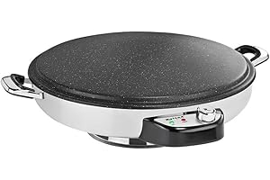 Roland Germany Crepes Maker Fladenbäcker 50cm – Elektrischer Pfannkuchen Yufka Katmer Gerät – 2300W, beschichtet, Temperaturregler, Edelstahl, 17474