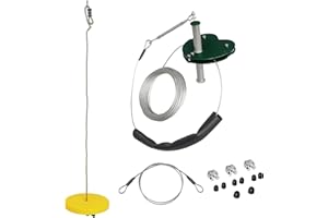Outsunny Kits de tyroliennes pour Enfants 6-10 Ans tyrolienne de Jardin poignée antidérapante Corde réglable Dispositif de Protection d'arbre capacité Maximum de 80 kg câble en Acier Jaune