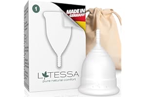 LATESSA® copa menstrual, sello de calidad "muy bueno", fabricada en Alemania, sin BPA, copas menstruales, period menstrual cup, alternativa a tampones o compresas, copa menstrual, talla S, pequeña