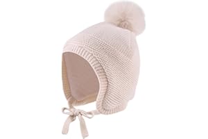 XIAOHAWANG Caliente Earflap bebé Beanie Chica Niño Invierno Beanie Muy Pequeño Lindo Pom Pom Sombrero con Vellón