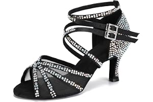 RUYBOZRY Dam Latin Dansskor Glitter Strass Salsa Party Föreställning Balsal Dansskor,Modell YCL508