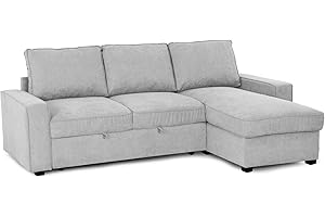 BUDWING Nina Sofá Cama 3 Plazas Chaise Longue Reversible (Lado Izquierdo o Derecho), con Almacenaje, en Tejido de Poliéster, Dimensiones Totales 239cm(Ancho) x153,5cm(Fondo) x86,5cm(Alto)