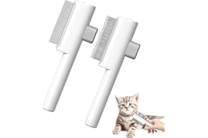 KXRTPX 2 Pack Stainless Steel Cat Flea Comb with Fine Teeth, Efficient Grooming Brush for Long Haired Cats and Dogs, White Pet Comb for Home and Travel Use