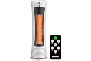 Senelux Tower Space Heater, 2000W Portable Electric Ceramic Fan Heater, 3 Heat Modes Energy Efficient, 90°Oscillating Electric Heater with Remote Control & 8H Timer for Home Office Bedroom Indoor Use