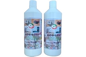 PIP PRODOTTI INNOVATIVI PROFESSIONALI PIP ROBOPAV, (NUOVO) Detergente Pavimenti per Robot e Lavasciuga, Concentrato con Igienizzante, Senza Risciacquo, Multisuperficie, Compatibile con tutti I Robot, Kit: 2 FL. da 1Lt. Fragranza Magnolia