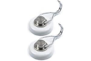 Mavoro Strong Magnetic Hooks for Hanging. Up to 65 lbs.Set of 2 White Magnet Hooks Heavy Duty Magnets, Neodymium 52 Rare Earth Magnets. Rotating Swivel Style Magnet Hook for Refrigerator(White 2 pack)