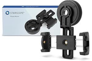 STARSCOPE Adjustable Phone Scope Mount - Dual Spring-Loaded Monocular Telescope Phone Mount | Foldable Smartphone Monocular Mount for Most Phones | Clip-on Binocular and Spotting Scope Phone Mount