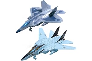 HOLYFUN Doppelte Kampfjets F14 & F22 – Metallflugzeuge mit Licht & Sound, Rückzieh Militär Flugzeug Spielzeug Geschenk für Kinder & Jungen