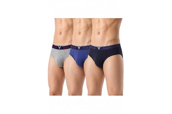Van Heusen Men’s Cotton Briefs Pack of 3| Ribbed Cotton | Anti-Bacterial | Stay fresh | Sweat Absorbant | Moisture-Wicking |