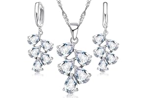 Crystalina Regalos para Mujer, Conjunto Collar Plata Mujer y Pendientes Mujer Plata con Colgante, Joyas de Mujer de Plata S925 y Circonitas de Colores, Regalos Originales para Mujer