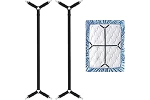 ZFRITP 2PCS Sangles de Support de Drap,Tendeur Drap Housse,Pince Drap Housse Matelas,Sangles de Support de Drap de lit Longues réglables Pinces pour Drap de lit,Tendeurs réglables en Croix pour Drap-Housse.