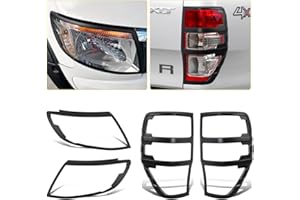 JHCHAN Faro e copertura fanale posteriore per Ford Ranger 2012-2014,T6 Wildtrak XL XLT Limited Platinum Tremor Protezione luce posteriore anteriore (2012-2014 faro e copertura del fanale posteriore)