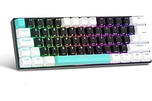 LEXONELEC UK Layout 60 per cento tastiera meccanica di gioco, 62 tasti cablati meccanici anti-fantasma marrone lineare interruttori tastiera da gioco con tasti ABS, 14 modalità di retroilluminazione RGB -Nero
