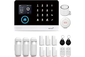 Sistema di allarme di sicurezza domestica LWOHSI, sistema di allarme antifurto WIFI+4G GSM da 15 pezzi con allarme tramite app per telefono, sirena di allarme da 120 bb, compatibile per casa e ufficio