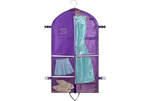 NOGSAY Carrier Bag for Women, 40" Suit Bag With 5 Zip Pockets for Travel, Foldable Waterproof Cover With 2 Buckles, Hanging Moth Proof Garment Bag for Clothes, Coat, Jacket, Dress (Purple)