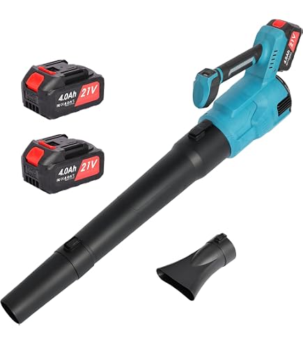 Souffleur De Feuilles Sans Fil 21V, 600W - 2 Batteries 4.0Ah, 23000 Tr/min, 3.3 M³/min - Pour Jardin, Cour, Nettoyage Neige Légère