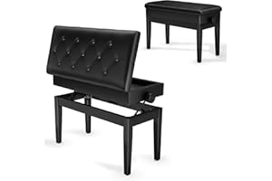 ‎CLEVICH Clevich Klavierhocker Höhenverstellbar 48-58CM, Pianobank mit Stauraum, 73x35x48-58CM,Klavierbank mit PU Lederkissen, Klavierstuhl Heavy Duty, Tastatur Piano Bench bis 200KG Belastbar, Schwarz