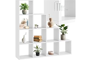 ‎TECTAKE tectake® Bücherregal, Schrank Regal als Raumteiler im Wohnzimmer, Trennwand Kinderzimmer, Stufenregal im Schlafzimmer, Küche oder Garderobe, Würfelregal, Aufbewahrung Büro, Schuhregal - weiß