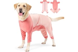 Etdane Dog Surgery Recovery Suit Dog Onesie for Female Male Dogs Medical Pet Shirt Anti Licking Adjustable Prevent Shedding Hair Patchwork Pink/M
