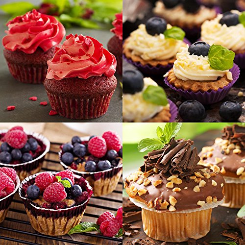 Silikon Muffin Cupcake Backen Set, SENHAI 2 Pack (24 & 12 Cups) Kuchenformen Ice Cube Tabletts für Gumdrop Gelee Schokolade Brot Seife Wachs, erhältlich im Backofen Kühlschrank Mikrowellenherd Gefrierschrank - 9