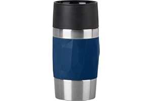 Emsa N21608 Travel Mug Compact Thermo-/Isolierbecher aus Edelstahl, 0,3 Liter, 3h heiß, 6h kalt, 100% dicht, auslaufsicher, spülmaschinengeeignet, 360°-Trinköffnung, Dunkelblau