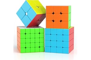 ROXENDA Speed Cube Ensemble 2X2 3X3 4X4 5X5 Cube Magique Brillant sans Autocollant Cubing Classroom Smooth Puzzles Jeu de Cubes avec Emballage Cadeau - Ensemble Cadeau Cube