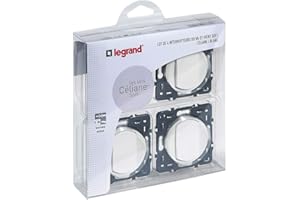 LEGRAND - Interrupteur Simple ou Va-et-vient Doigt Large Céliane Soft - 10A - Commande d'Eclairage - Prêt à Installer - Blanc - Fabriqué En France - Lot de 4
