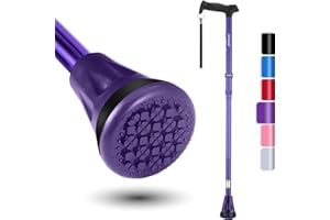 Rehand Canne de Marche Pliable Tout-Terrain, Canne de Marche pour Femme et Homme, Pointe Pivotante et Aide à la Mobilité Robuste, Bâton de Marche Réglable pour Les Personnes âgées et Les Dames