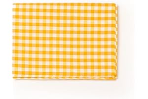 PARAMAISON Tovaglia Rustica Rettangolare, Stile Quadretti Country, Bianco e Giallo, Tovaglia Tavola da Pranzo, Cucina, Giardino, Pic nic, 12 posti 140x240 cm