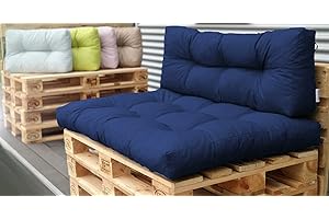 Royal Schneider Lot de coussins pour canapé en palette - Coussins d'assise ou de dossier - 120 x 80 cm - Bleu marine - 1 coussin d'assise 120 x 80 x 12 cm