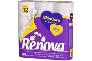 Renova Papel Higiénico Skin Care Plus Decorado Perfumado - 12 Rollos (Papel WC)