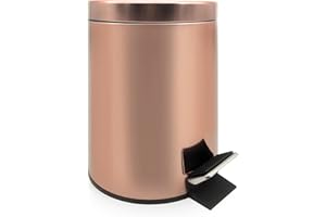 WOLFCUT Pattumiera da bagno 3 litri in rame per bagno, superficie lucida, dimensioni: 26 x 17 cm, pattumiera a pedale con pedale, accessori da bagno, pattumiera da bagno con coperchio, piccola pattumiera in