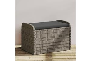 Gecheer Cassapanca,Panca con Contenitore,da Giardino,Esterno,in Polyrattan,Grigio,80x51x52 cm,Cassapanca Contenitore da Giardino in Polyrattan,Panca con Portaogetti,da Giardino,Cassapanca da Esterno
