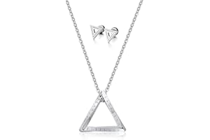 XSDSLS Collier Triangle Boucles d'Oreilles Triangle Homme Acier Inoxydable Boucles d'Oreilles Viking Noir Argent Collier Mobius avec Pendentif Triangle Cadeau pour Homme