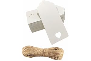 BBLY Kraft Paper Tag, 50pcs Gift Tag Blank with Lovely Hollow Heart for Wedding Favour Cards, DIY Tag, Gift Labels, Price Label (White Tag-50Pcs)
