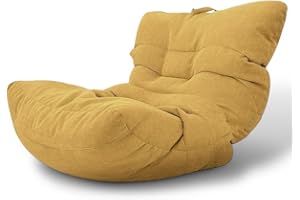 Aiire Puff Salon de Lujo XXL - Sofa Puf Gigante Moderno de Diseño - Modelos de Puffs o Bean Bag Chair Grandes con Relleno Incluido para Adultos o Decoracion Habitacion Juvenil Mostaza